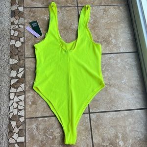 NWT Women's Textured Knit Versatile Tank
Bodysuit - Wild Fable Neon Yellow m